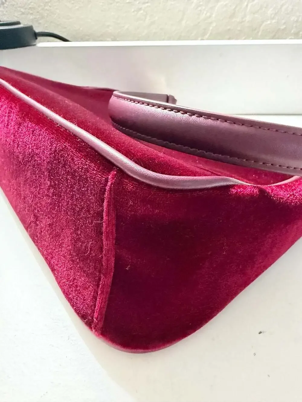 Guess Marsha Mini Crossbody Bag in Burgundy Velvet with Rhinestones